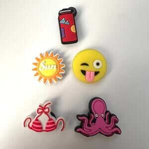5 Piece Silicone Shoe Charms for Croc Style Shoes "Summer"